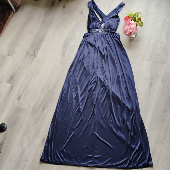 NWT Navy Formal Open Back Sleeveless Dress - Picture 1 of 6